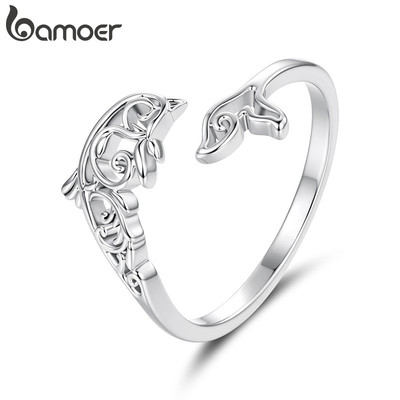 Bamoer Nhẫn Hình Cá Heo Điều Chỉnh Kích Cỡ, Quà Tặng Phù Hợp Cho Nữ