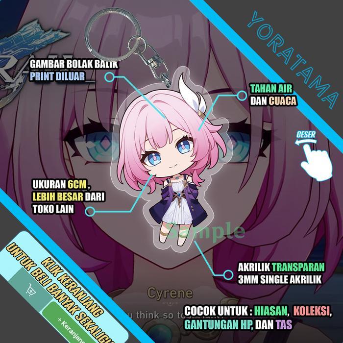 Gantungan Kunci Cyrene Honkai Star Rail, Keychain Anime Lucu - Cyrene Kecil