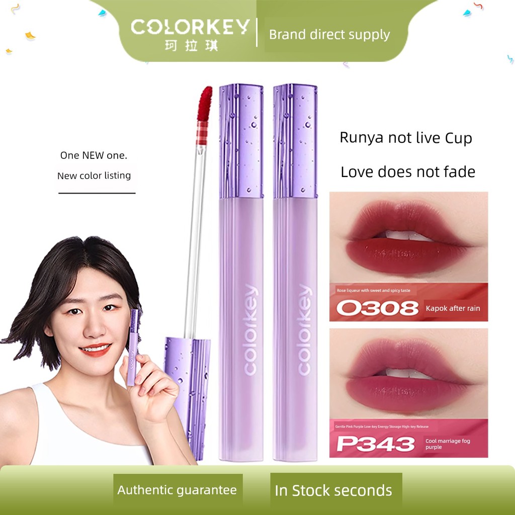 son bóng son bóng lì lâu trôi Colorkey Colorkey Water Mist Lip Gloss O308 Lip Gloss R300 Flat Thay T