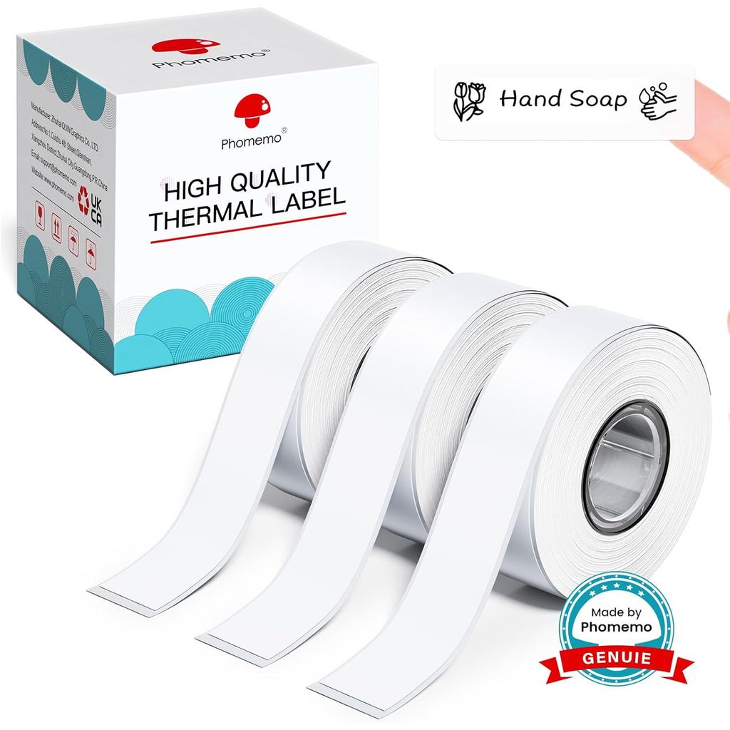 Nhãn Phomemo, Băng nhãn D30 Nhãn in liên tục Nhãn chính Refill, Máy tạo nhãn Mini thông minh Refill 