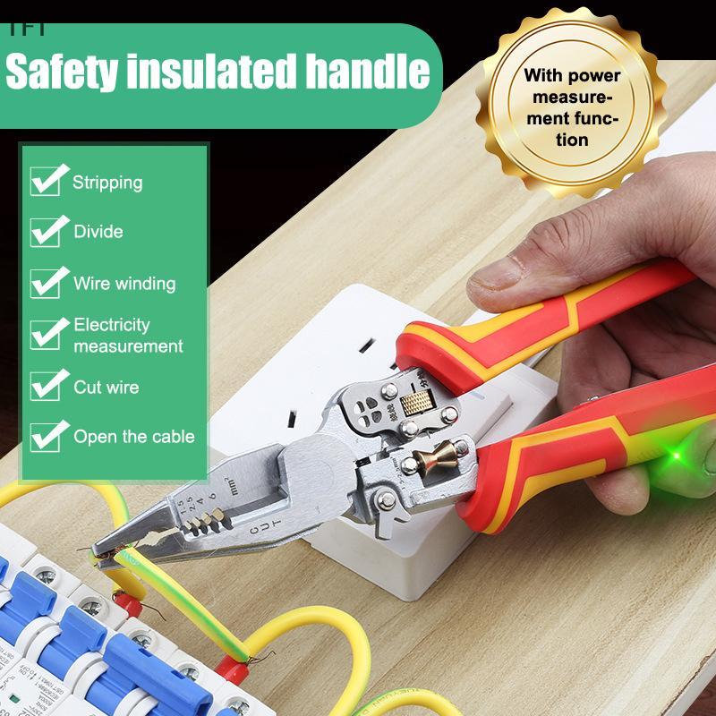 (FTT) 8-in-1 Multifunctional Electrician Pliers with Wire Stripping & Measurement NEW