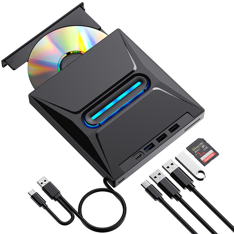 Ổ đĩa quang gắn ngoài di động 5 trong 1 USB 3.0 CD / DVD + / -RW Drive / DVD Player Hub Đĩa CD gắn n