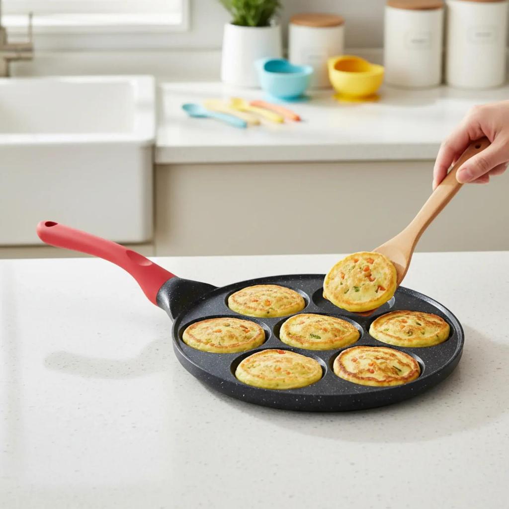 Chảo chiên trứng Dụng cụ nấu ăn có tay cầm dài Máy làm bữa sáng cho bánh nướng
