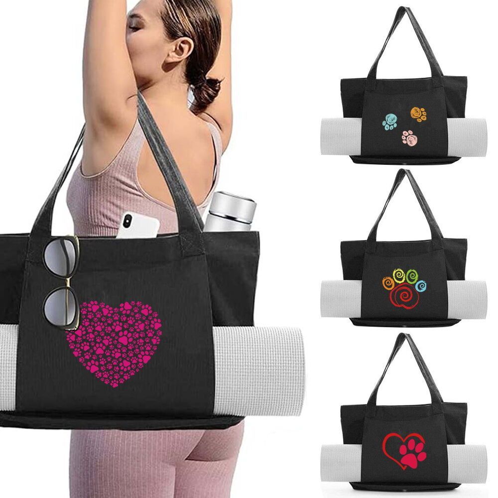 Gym Bag with Yoga Mat Holder Multi Functional High Capacity Shoulder Bag Yoga Bag Footprint Series