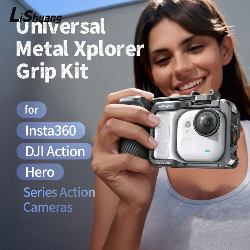 LISHUANG Street Grip Vlog Holder, Bộ tay cầm Xplorer có thể điều chỉnh bằng hợp kim nhôm, Bộ chuyển 