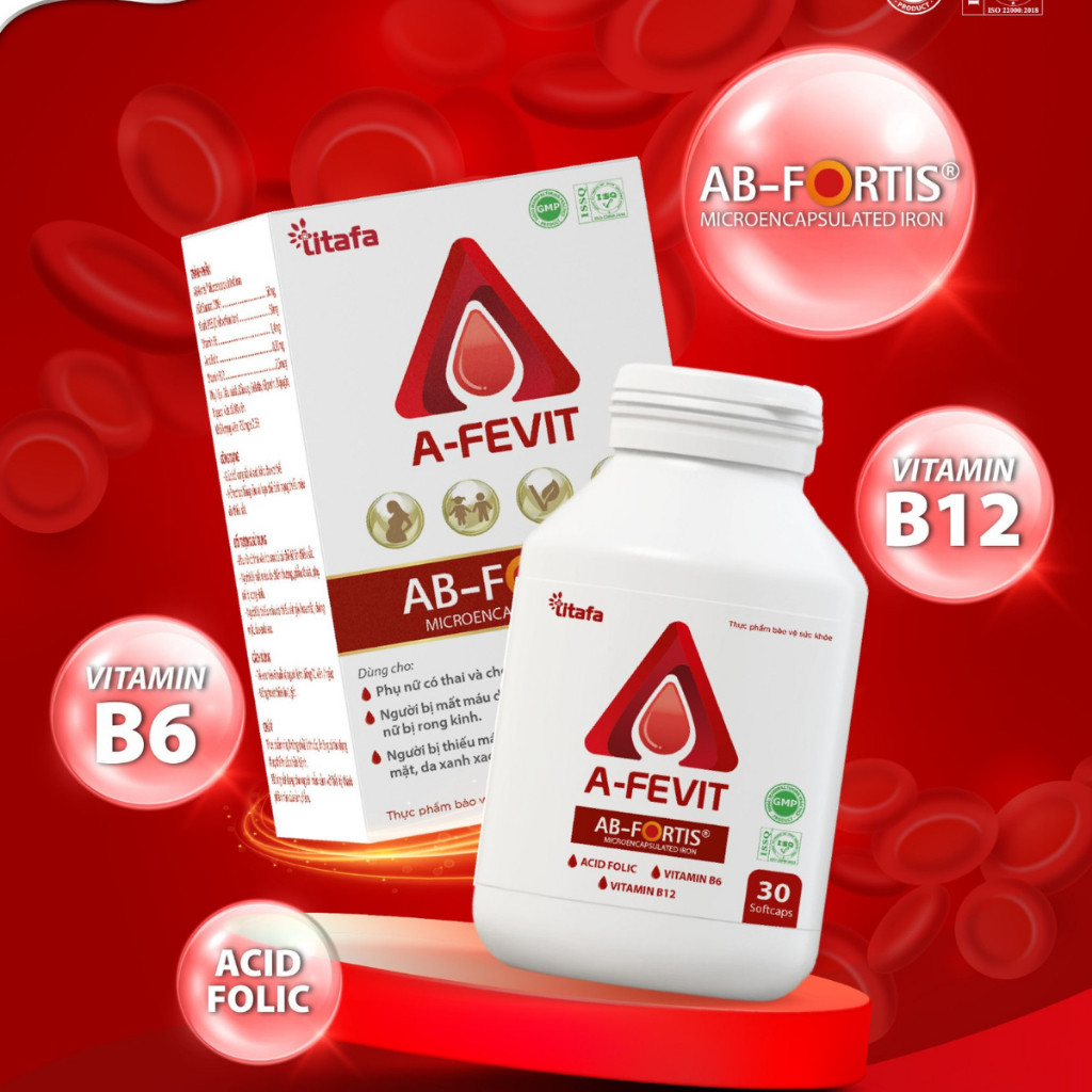 Viên Sắt A Fevit – Bổ Sung Sắt Acid Folic, Hỗ Trợ Thiếu Máu, Dễ Hấp Thu, Ít Gây Táo Bón, Hộp 30 Viên