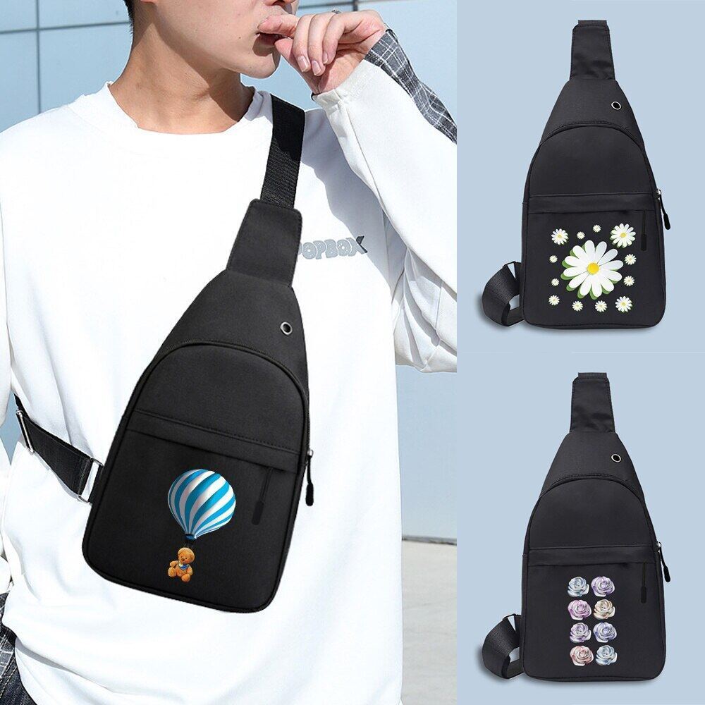 HOT New Chest Bags Men's Crossbody Bags Chest Pack with USB Charging Earphones Cable Hole Backpack W