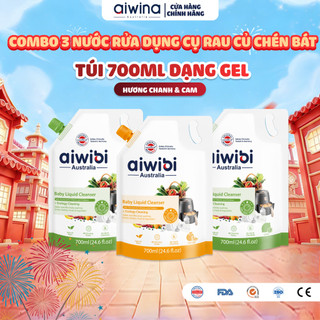   Combo 3  Nước Rửa Bình Sữa Rau Củ Quả Aiwibi An Toàn Cho Bé An Tâm Gia Đình  Túi 700ml Dạng Gel  