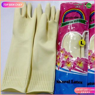 [10 ĐÔI] Bịch 10 đôi găng tay cao su Sắc Cầu Vồng dài 32cm size L, M, S. găng tay rửa bát, rửa chén