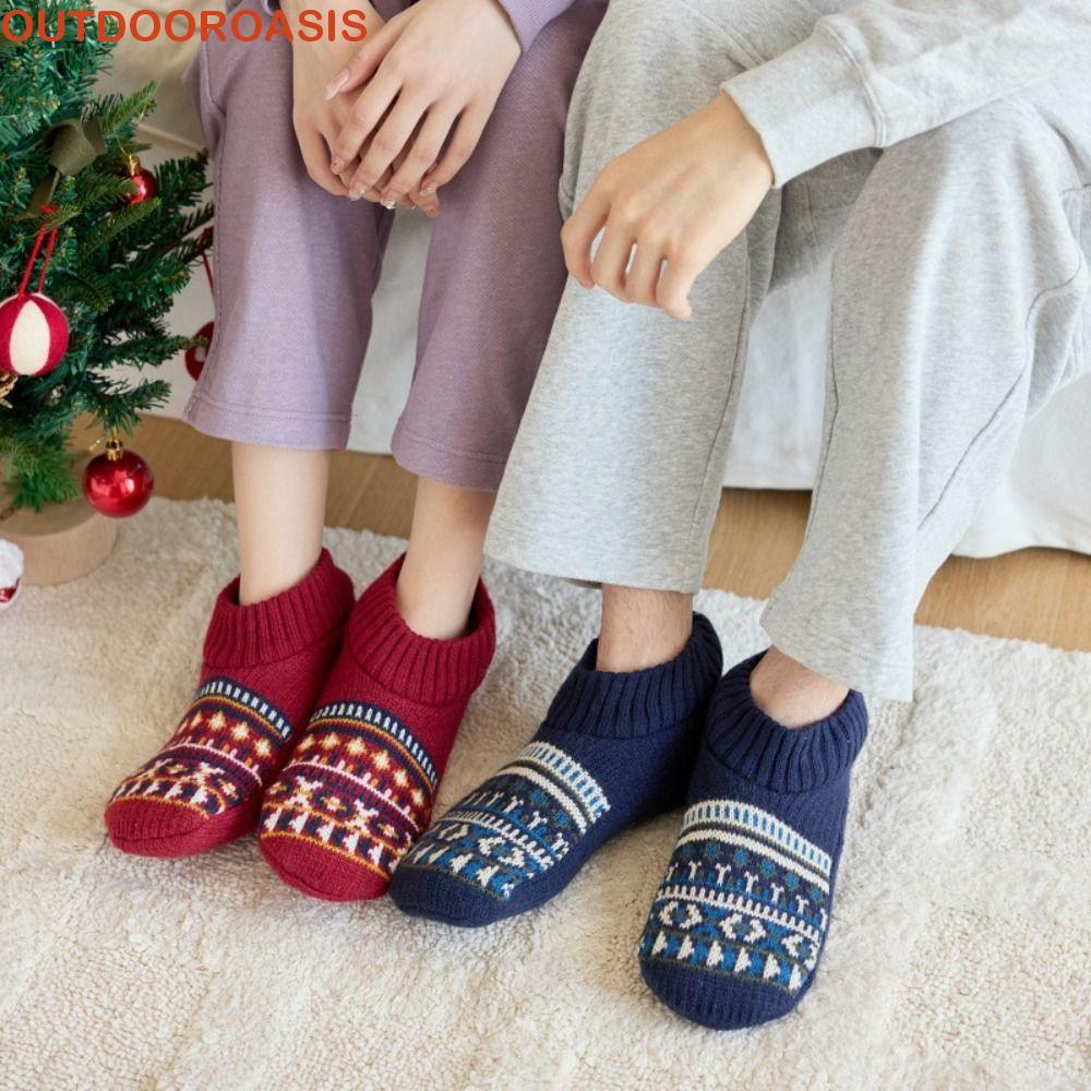 Giày đến mắt cá chân Outdor oasis mùa đông, tất trong nhà chống trượt và dép đi trong nhà phong cách