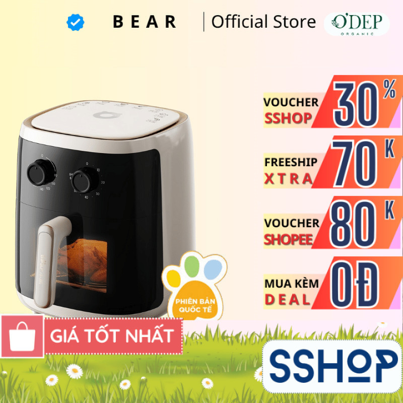 Nồi chiên không dầu 5L Bear QZG-F15C7 - Hàng chính hãng - BH 18 Tháng - SSHOP SSA