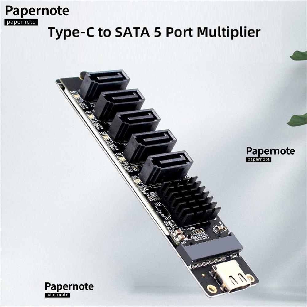PAPERNOTE PCI-E Riser, Bộ chuyển đổi Type C sang SATA đa cổng 6Gbps, Cắm và chạy 5 kênh JMB575 Thẻ m