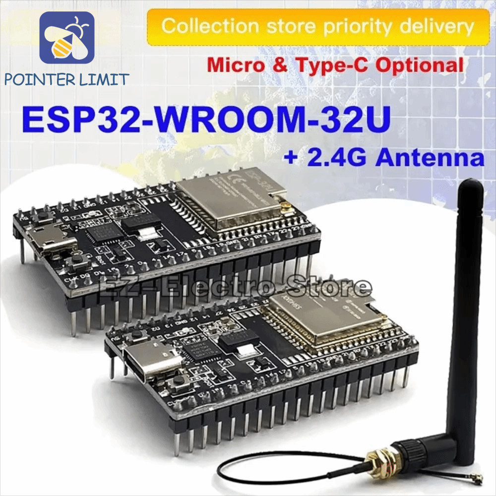 POINTER LIMIT ESP32 DevKitC Ban phát triển, Mô-đun Bluetooth Mô-đun WiFi WROOM-32U, Ăng-ten DevKitC 