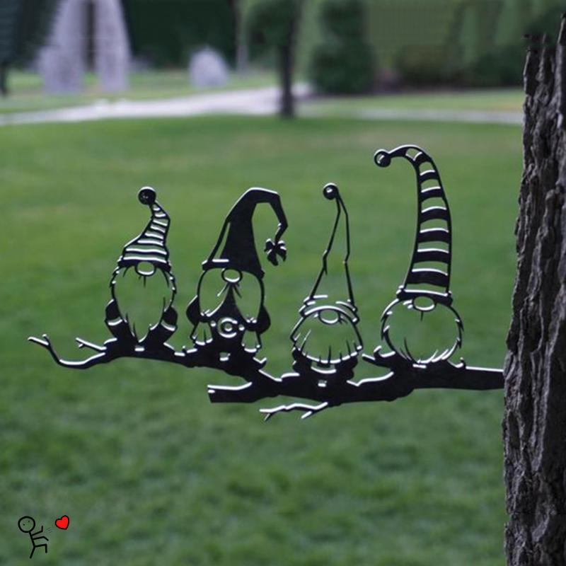 Nhánh Thép Gnomes Trang Trí Dễ Thương Rỗng Ra Sân Vườn Thép Gnomes Tượng Thép Silhouette Để Trang Tr