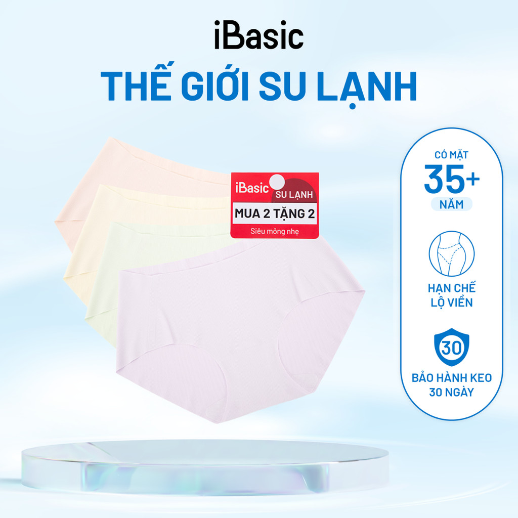 [MUA 2 TẶNG 2] Combo pack 4 quần lót su nữ siêu mỏng không lộ viền đáy kháng khuẩn iBasic PA4PANW157