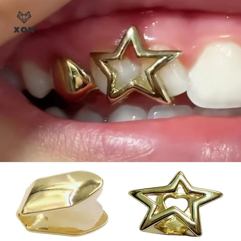 Mũ DoubleTooth phong cáchpunk Y2K cho nữ, thiết kế ngôi sao và pentagram kèm răng grillz