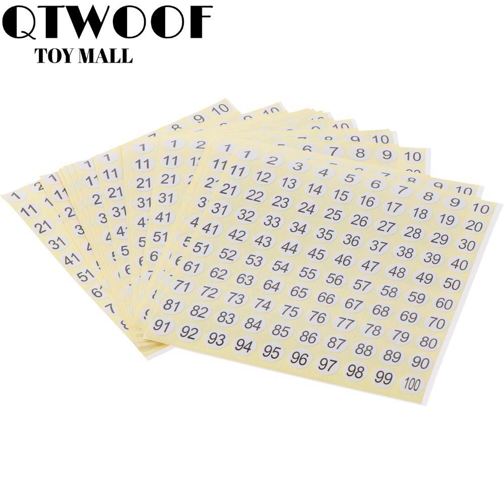 QTWOOF 30 tờ Nhãn số, 30 tờ Nhãn dán số liên tiếp 1 đến 100 tờ, Nhãn trắng 0,4 Inch tự dính ngoài tr
