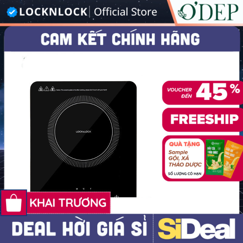 Bếp điện từ đơn LocknLock cảm ứng, 8 mức nhiệt, công suất cao 2000W nấu nhanh tiết kiệm điện EJI411 