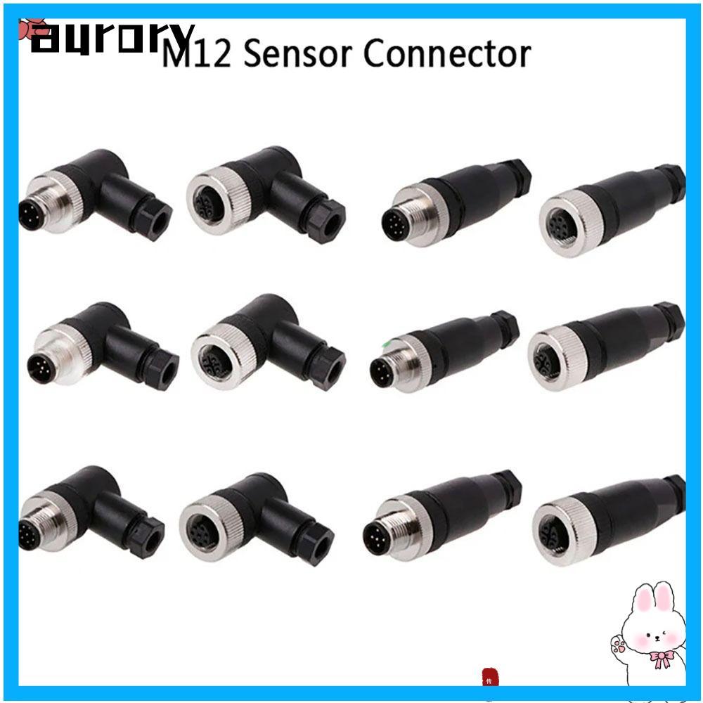 Đầu nối cảm biến AURORY M12, Ổ cắm nam nữ 4 5 8 Pin M12 Phích cắm hàng không, Đầu nối cáp cảm biến M