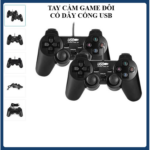 Tay cầm chơi game cho PC/Laptop, PS2, PS3 cổng USB đen