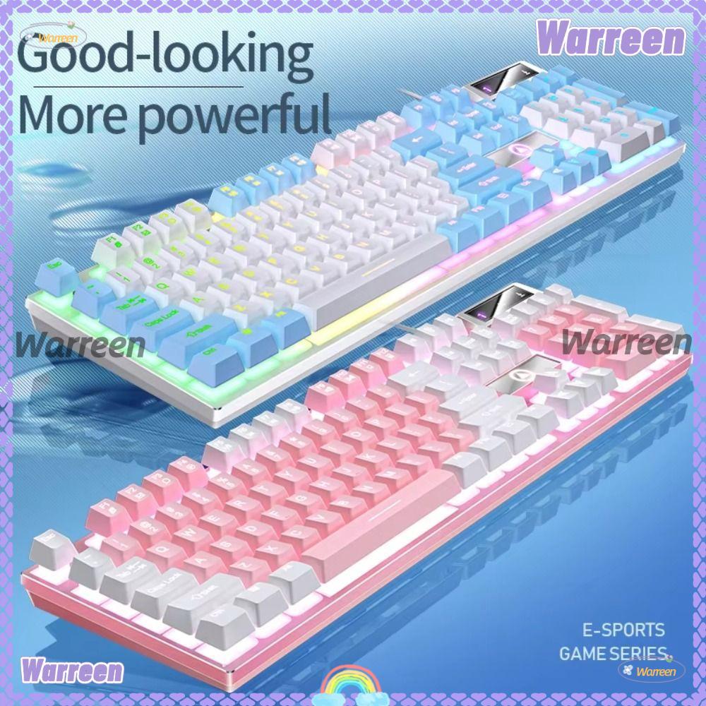 Bàn phím chơi game WARREEEN, Bàn phím có dây 104 phím phát sáng, Giao diện USB Bàn phím màng cảm biế