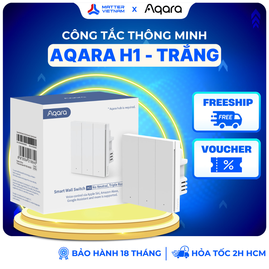 Aqara H1 - Công Tắc Thông Minh Âm Tường Aqara H1, Kết Nối Zigbee, Dạng Phím Cơ, Nhựa Cao Cấp - BẢN Q