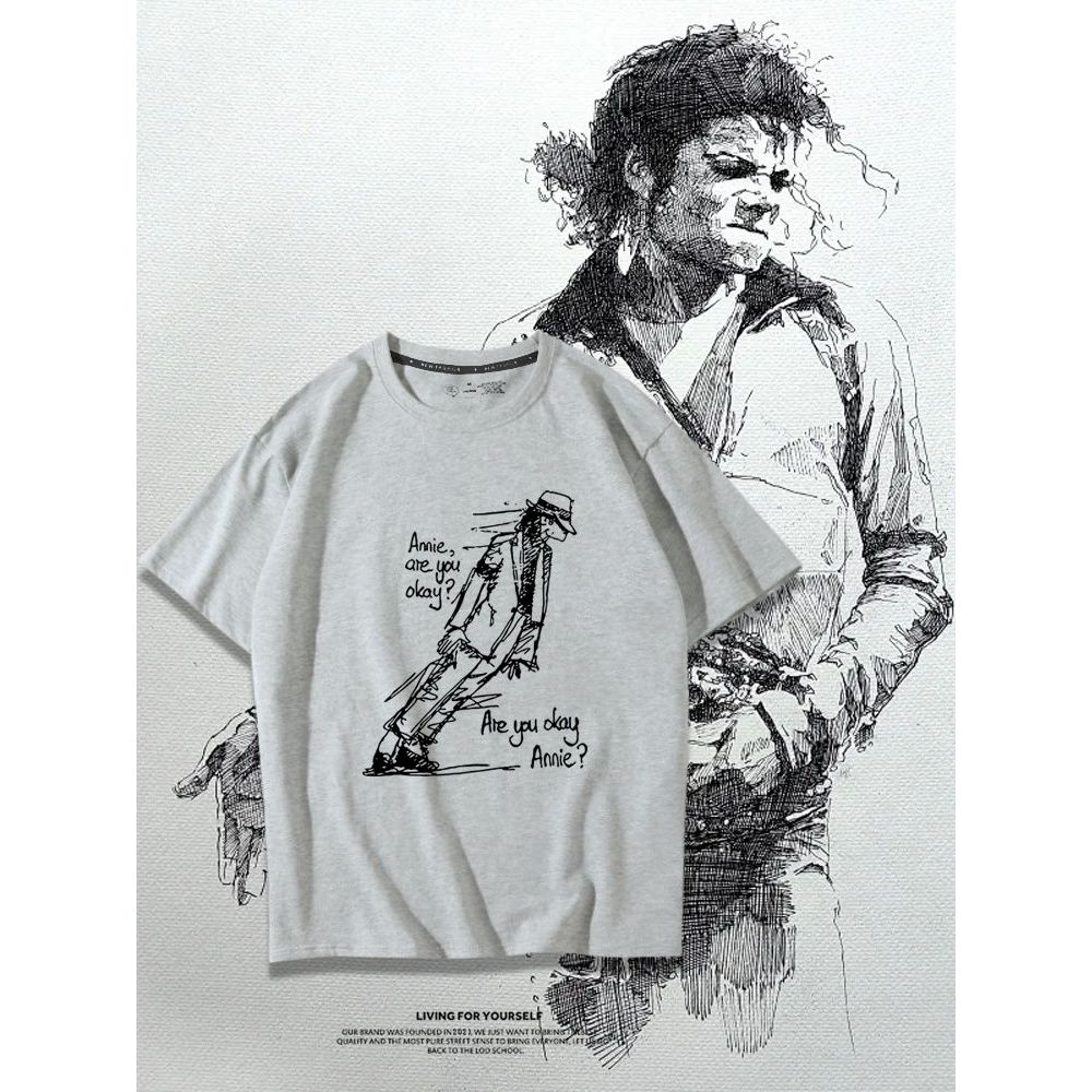 Chào Michael Jackson Michael Jackson Michael Jackson Cotton Nguyên Chất Áo Thun Tay Ngắn Nam Nữ Retr