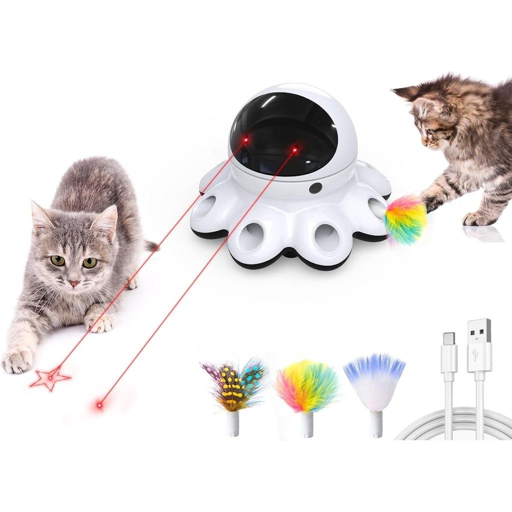 Đồ chơi Laser mèo ORSDA, Đồ chơi mèo con kích hoạt chuyển động tự động tương tác 2 trong 1 8 lỗ Whac