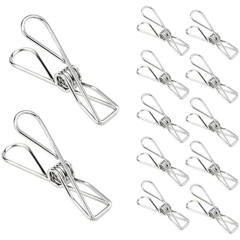 Laundry Clothes Pins Clips 50 Pack, Stainless Steel Heavy Duty Laundry Peg Metal Clip Clothespins fo