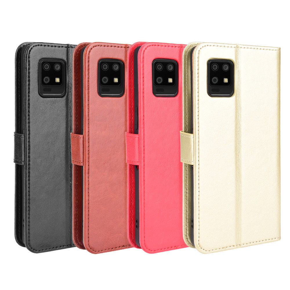 Thích hợp cho Sharp zero6 Vỏ Điện Thoại Sharp Aquos Zero6 Vỏ Da Điện Thoại Flip Crazy Horse Họa Tiết