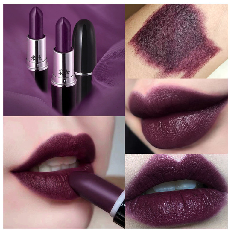 Dì Màu Son Môi Khiêu Vũ Latin Màu Tối Anh Đào Màu Đen Đỏ Đậm Màu Gothic Phong Cách Tím Tông Màu Tím 