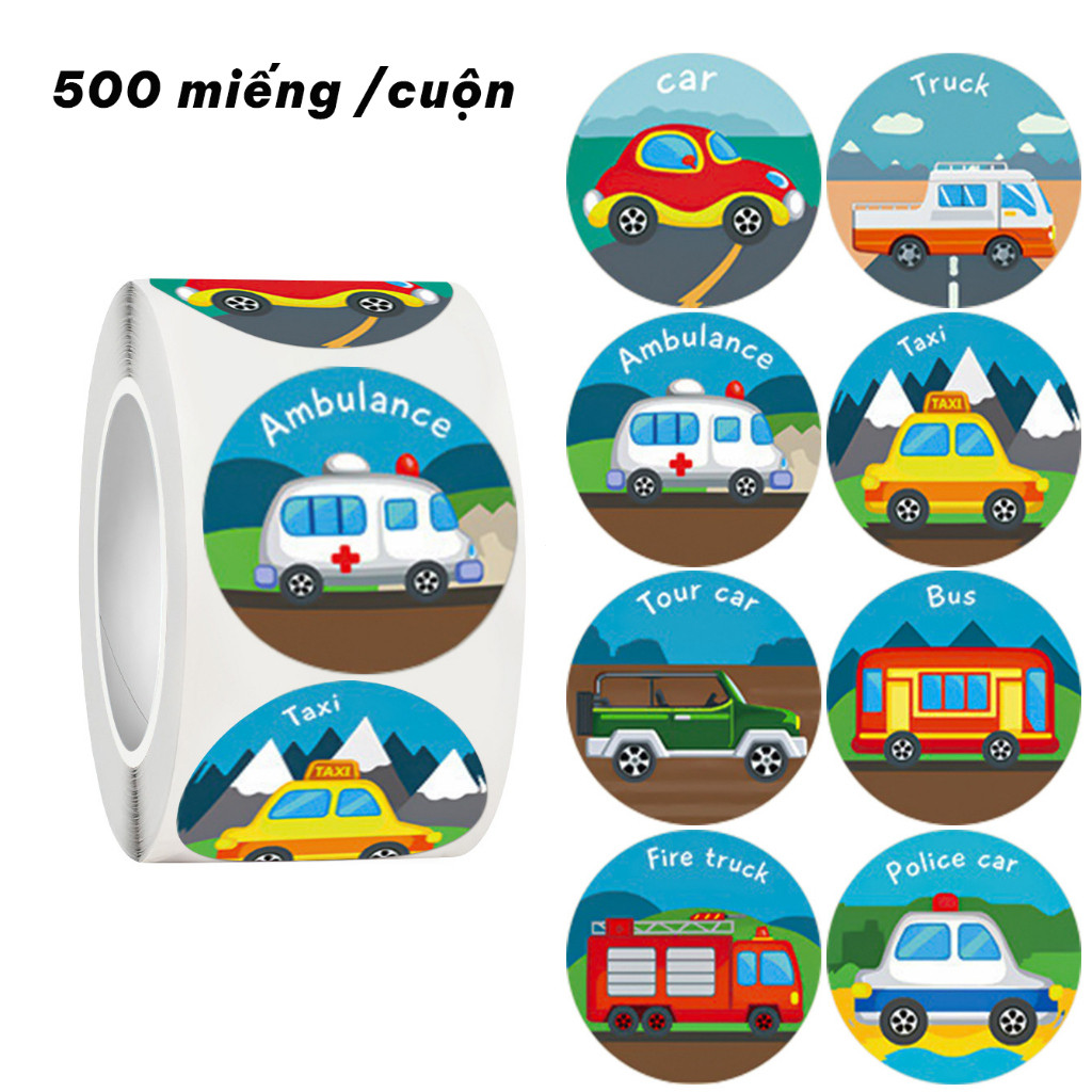 Roll of 500 funny vehicle stickers – Student Reward Stickers, Cute Car Stickers