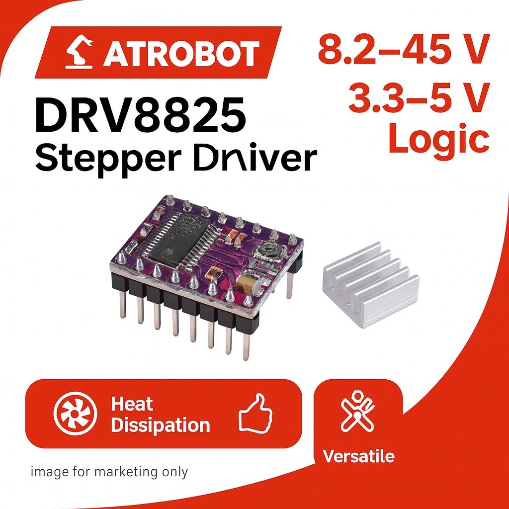 Trình điều khiển bước DRV8825 cho máy in 3D CNC Micro Step 1 / 32 8.2-45V 2.2A Tương thích với A4988