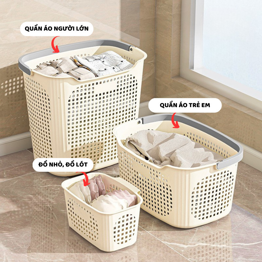 Set Giỏ Đựng Quần Áo 3 Màu 3 Size Cho Gia Đình, Combo Giỏ Nhựa Đựng Đồ Có Quai Xách Tiện Lợi Q480 | BigBuy360 - bigbuy360.vn