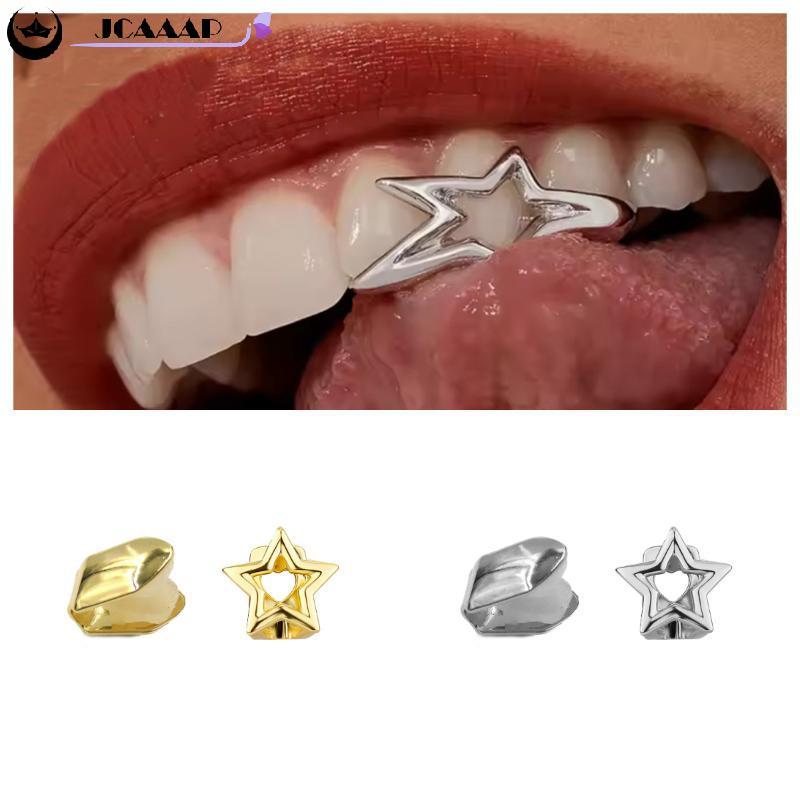 Mũ và Răng Grillz Phong Cách Punk Y2K cho Nữ với Họa Tiết Ngôi Sao Pentagram