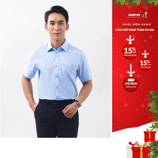  Áo sơ mi nam xanh cộc tay May 10 mã 010122202ON AM072 