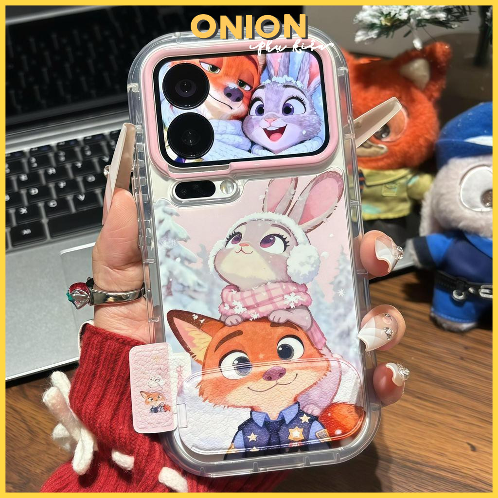 Ốp lưng cáo thỏ mùa đông đế chống (onion phụ kiện) cho iPhone 17promax / 16 / 15 / 14 / 13 / 12 / 11