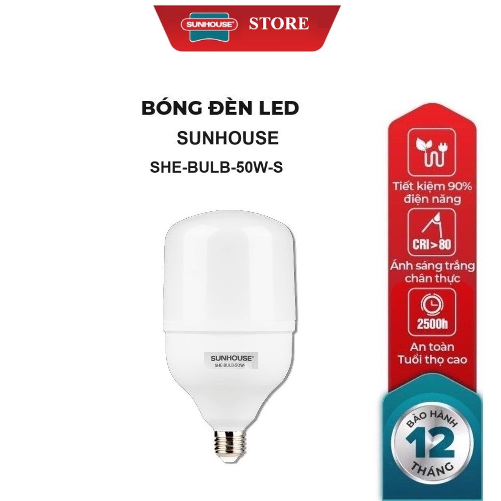 Bóng Đèn LED bulb Spec Sunhouse 50W  SHE-BULB-50W-S, Tuổi thọ lên đến 25.000 giờ, Chip LED chất lượn
