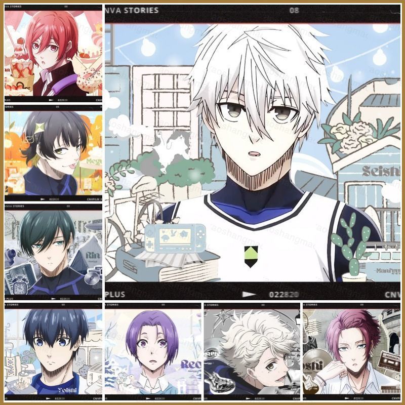 HK1 Xanh Khóa Phim Hoạt Hình Tự Dính poster Dán Tường Trang Trí Tranh Bachira Meguru Isagi Yoichi KH