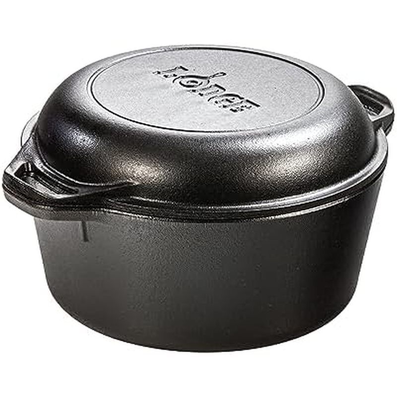 Lò nướng đôi bằng gang Lodge 5 Quart Cast Iron Dutch – Pre-Seasoned – Nắp chuyển đổi thành Skillet 1