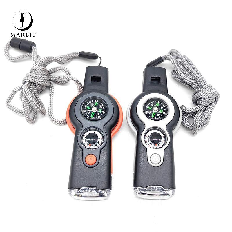 Marbit Ngoài Trời Mới 7 Trong 1 Đa Năng Còi Sinh Tồn 7 Trong 1 Có Đèn LED Và La Bàn FHS