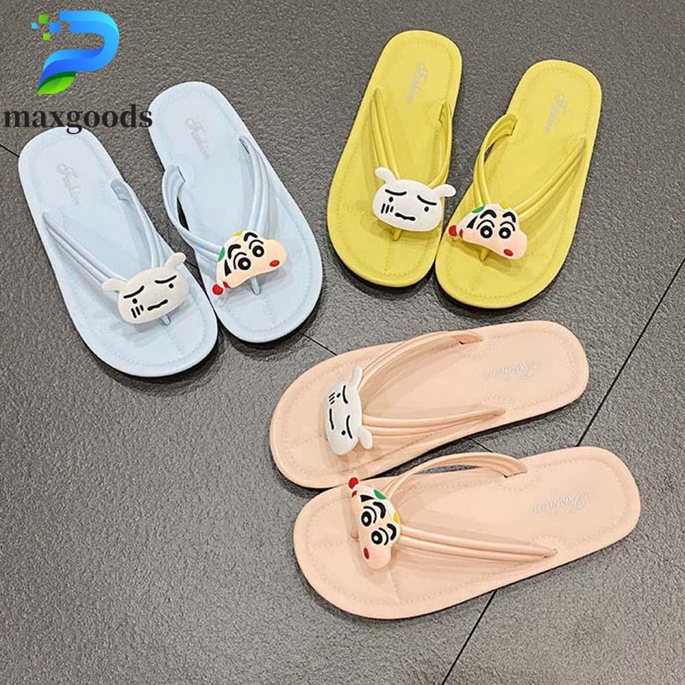 MAXGOODS Crayon-Shin Chan Flip-flop, Candy Color Nohara Shiro Flat Bottomed Flip flop, Phim hoạt hìn