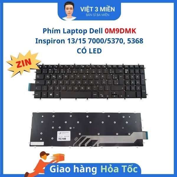 Phím ZIN Laptop Dell Inspiron 13 / 15 7000 / 5370 / 5368 – CÓ LED 0M9DMK M9DMK