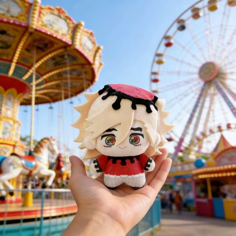 10Cm Demon Slayer Douma Kokushibo Anime Cotton Búp Bê 10Cm Sưu Tập Hình Quạt Nghệ Thuật Treo Trang T