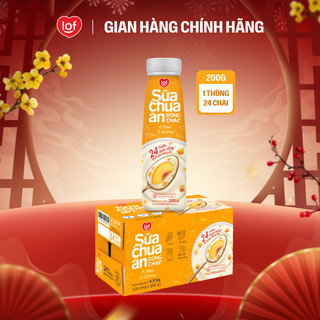  Sữa chua ăn đóng chai LOF ít đường vị đào thùng 24 chai x 200g 