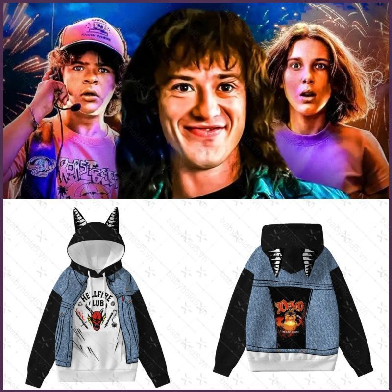 BH5 Hoodie áo dài tay thiết kế anime Eddie Munson Hellfire Club - Stranger Things mùa 5