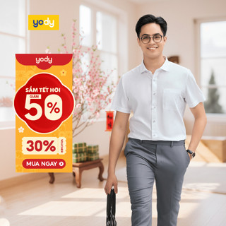  Áo sơ mi nam ngắn tay YODY vải lụa nến cao cấp khô thoáng dáng slim fit SNM5005 MOSH25A167 