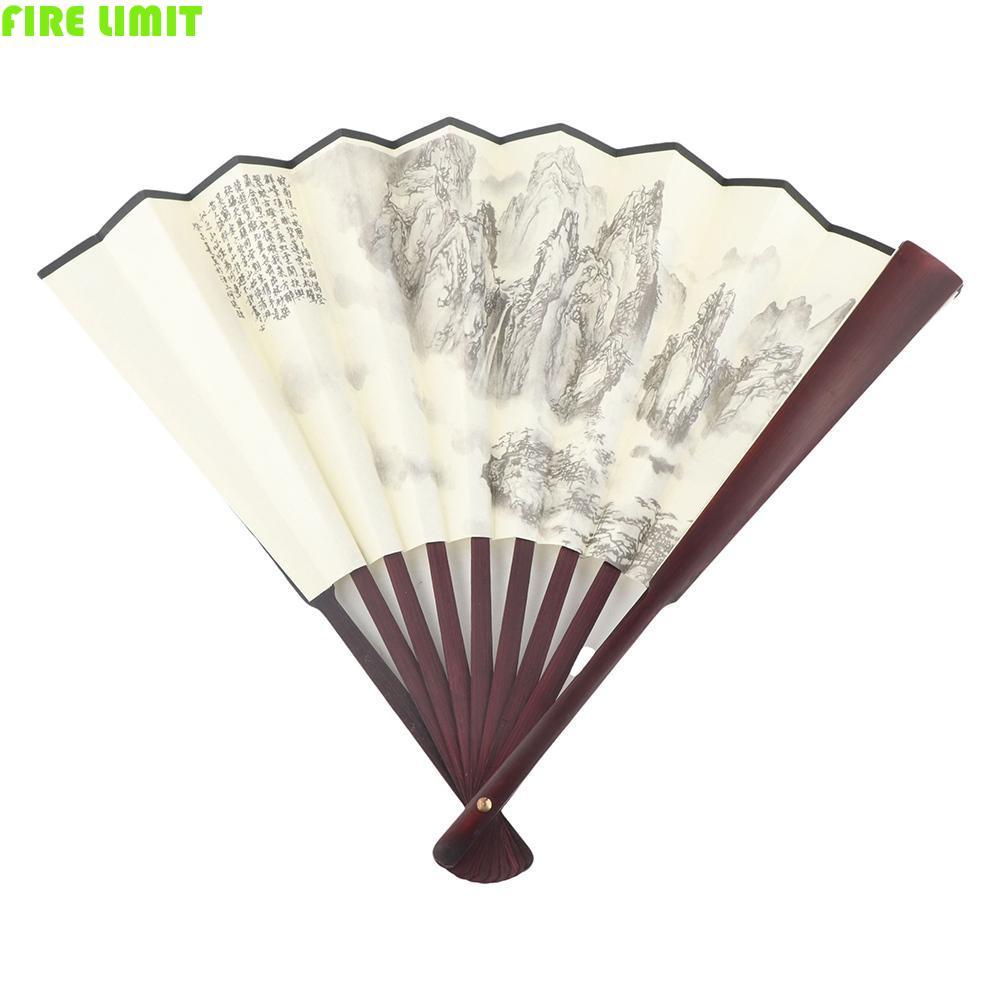 FIRE LIMIT Quạt Gấp Quạt Khiêu Vũ Retro 1Pc Phong Cách Trung Quốc Tre Ảnh Chống Đỡ Dụng Cụ Trang Trí