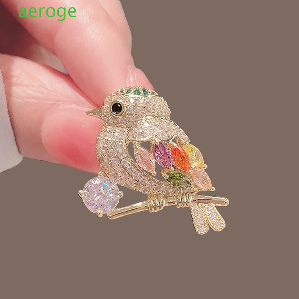 AEROGEMBadge Chim Cu Giai Thổ Cẩm Full Kim Cương Giả, Phong Cách Hàn Quốc, Hợp Kim Trang Sức Thời Tr