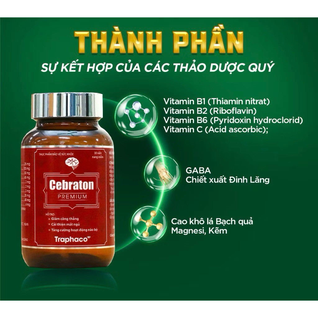 TPBVSK Cebraton Premium -  Viên Uống Bổ Não, Hỗ Trợ Tăng Tập Trung, Giảm Căng Thẳng Đau Đầu Và Cải T
